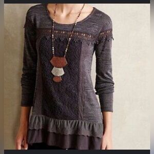 Anthropologie Meadow Rue Crochet Long Sleeve Shirt